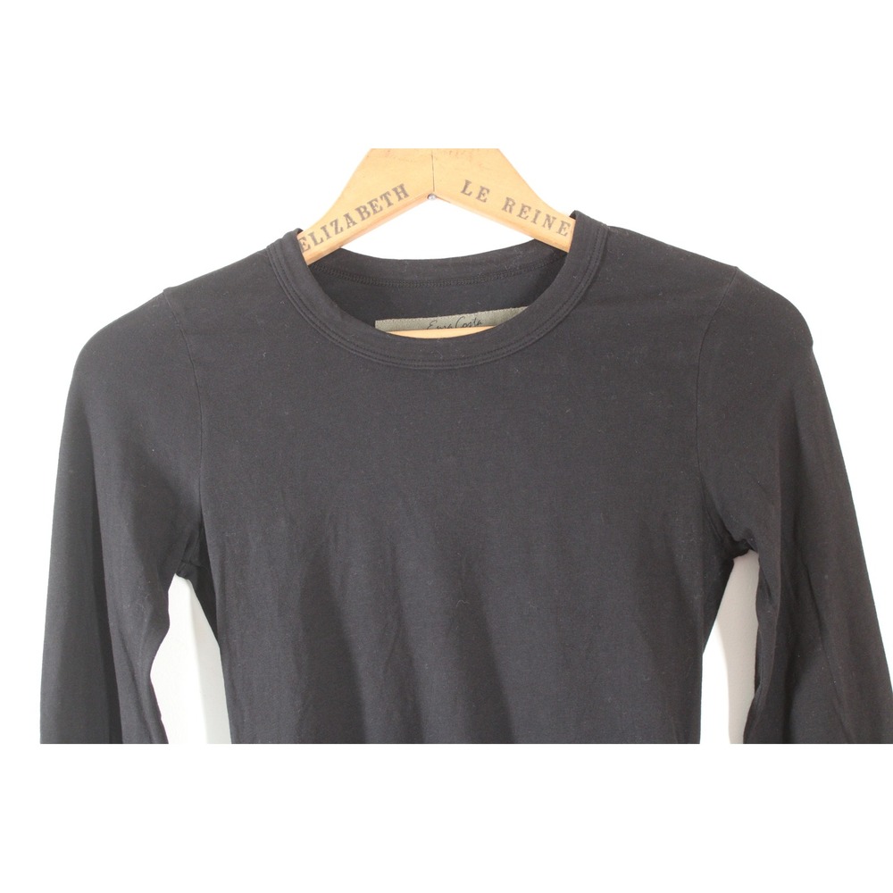 Enza Costa Size S Black Bodysuit Long Sleeve Cotton Lycra Crew Neck SJB7027 - Picture 2 of 10